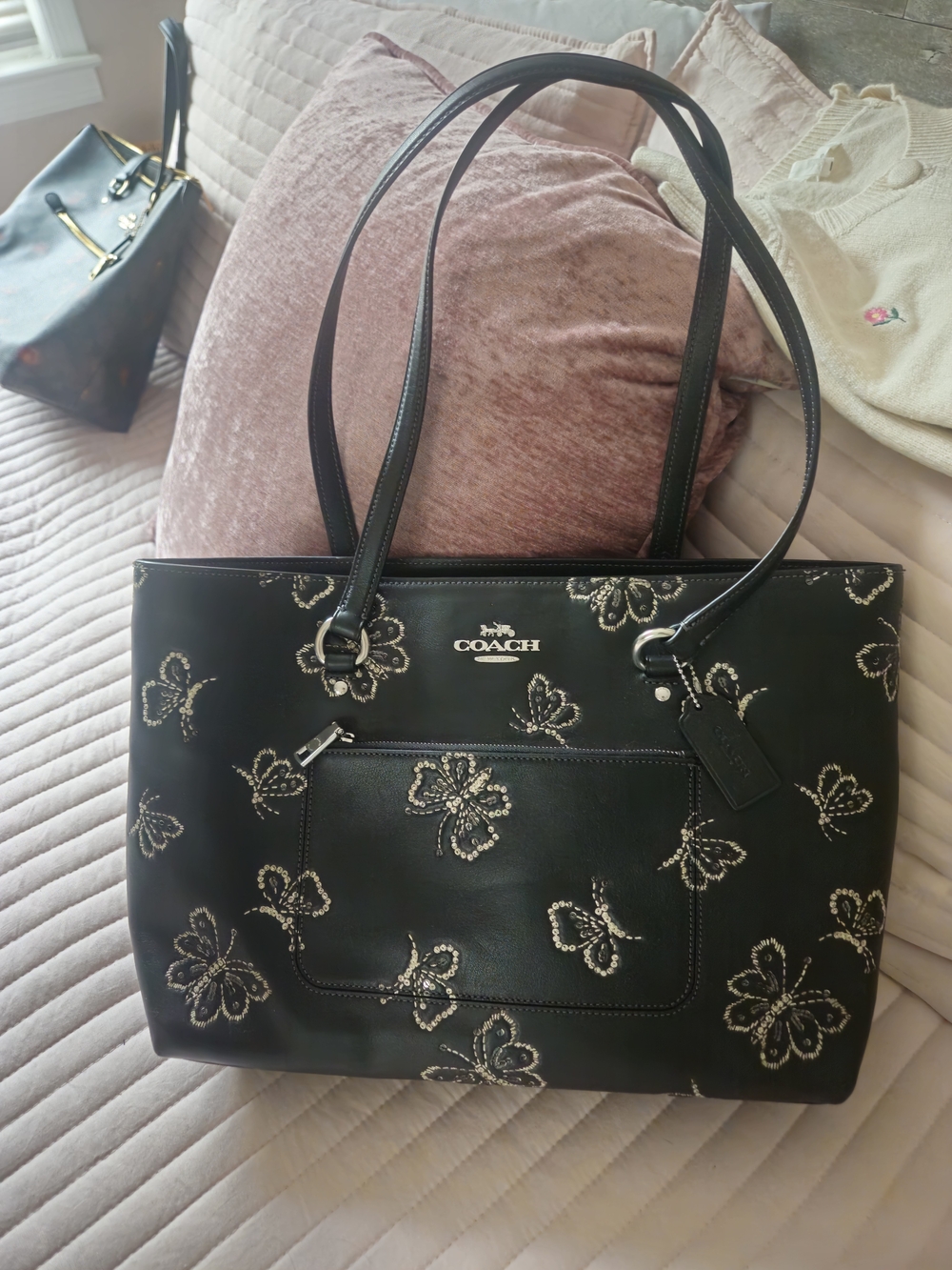 COACH Black Butterfly Station Tote NEW